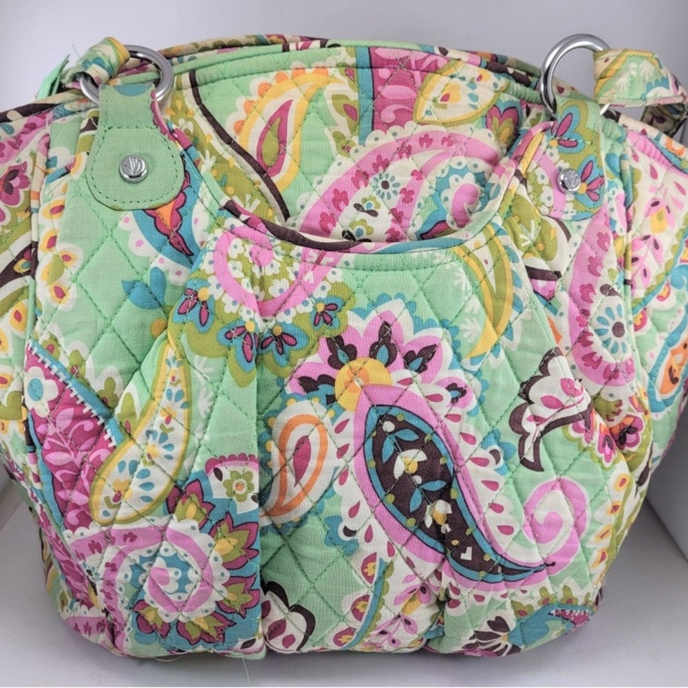Retired: Vera Bradley Tutti Frutti Glenna Tote Green Pink Paisley